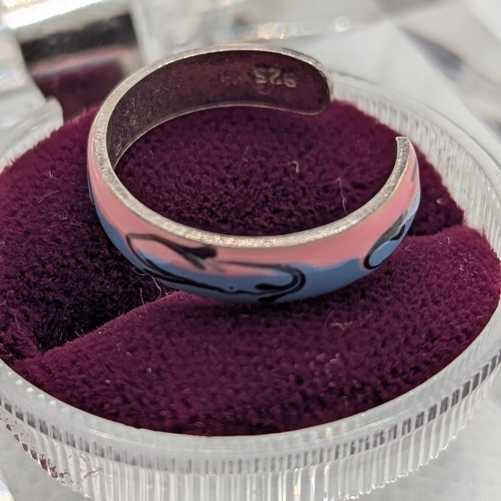 Pink and Blue Patterned Ring - Picture 2 of 3